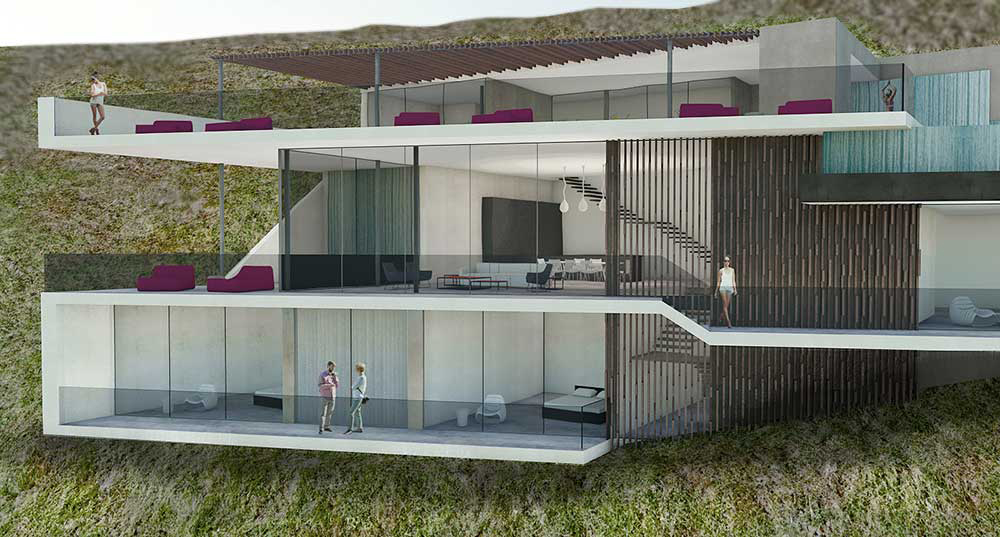 Luxury high end residence in the hillside of the hollywood hills in los angeles on franklin avenue