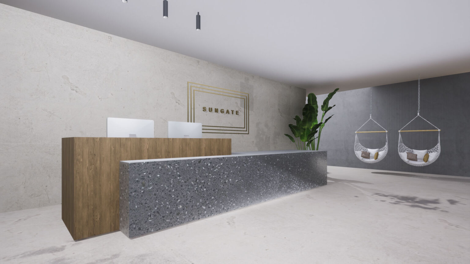 reception area for the all-excluse hotel of Sungate on the island of Corfu in Greece by ikies architects