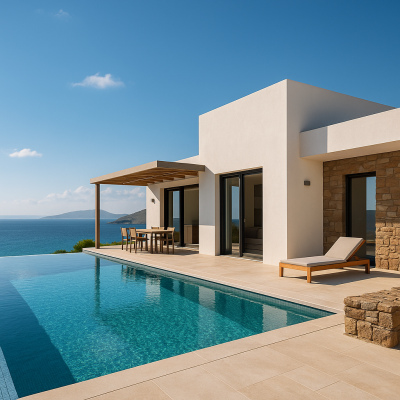 Modern Greek villa design with sea view - a smart alternative to prefab homes