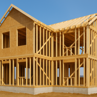 Illustration of prefab house, representing collaboration between international prefab companies and Greek architects.